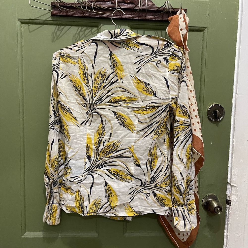 Tory Burch Button Up Botanical Print Long Sleeve … - image 3